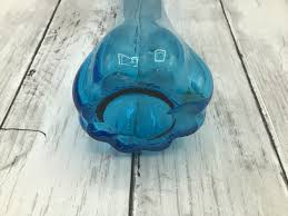 Vintage Blue 5 Finger Vase, Blue Glass 10 1/2” Bud Vase ...