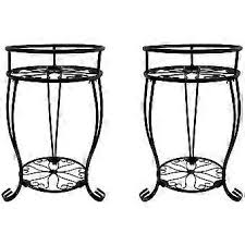 Metal Plant Stand 19.3 Inch Tall 2 Pack, Black 2 Tier Potted ...