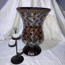 PartyLite Global Fusion Stained Glass Mosaic Hurricane ...