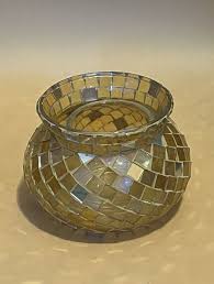 PartyLite Gold Mosaic Iridescent Glass Votive Candle Holder ...