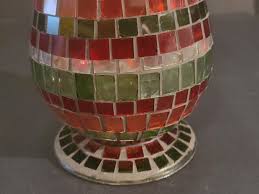 GENUINE LEAD & Stained Glass Mosaic Footed Vase or Candle ...