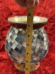 Mosaic Tile 7” Candle Holder Pedestal Gray /silver color | eBay