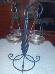 Partylite Candle Holder.Fusion Iron Dark Brown & Amber Glass ...