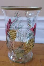 Vintage Hand Painted Cardinal Bird Hurricane Candle Holder ...