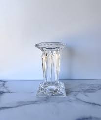 Vintage Heavy Lead Crystal Pillar Vase, Ornate Prism Design ...