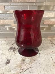 Red Hurricane Clear Glass Collectible Candle Holder Footed ...