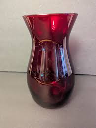 Vtg Ruby Red Glass Vase 9" tall - UNBRANDED | eBay