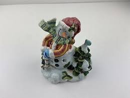 Enesco Red Snowman Tealight Candle Holder Winter Holiday ...