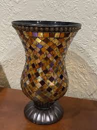PARTYLITE Hurricane Mosaic Stained Glass Candle Holder ...