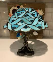 Partylite Stained Glass Candle Table Lamp | Blue Stained ...