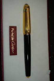 Pasha de Cartier Gold & Black Fountain Pen 18k Nib w/ Box ...