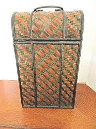 2 Bottle Rattan Wine Carrier Picnic Ready 14"Tall x 8.5"Wide ...