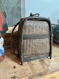 Vintage Traditional Pasiking Basket Backpack Rattan Bamboo ...