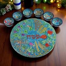 Colorful Pomegranates Passover Plate | Handmade Wood Seder ...