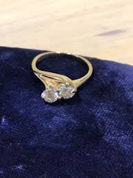 Vintage twist 2 stone diamond ring in 14ct yellow gold size ...