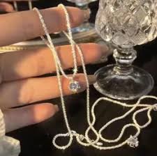 Chains Vintage S925 Sterling Silver Necklace with Green ...