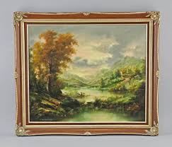 9360016 Oil Painting Sign Battignana Arkadische Landscape Framed 28x24 3/8in | eBay