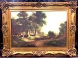 Print, "Sunday Morning", Reproduction, Vintage Print, Amazing Gilt Frame! | Old Europe Antique Home Furnishings