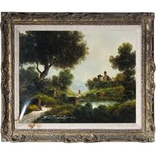 Toni Bordignon; Original Italian Landscape Oil Painting on Canvas – Gold & Silver Pawn Shop