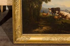 Italian 19th Century Framed Oil on Canvas Painting Depicting Cows in Pastures For Sale at 1stDibs | italian cow, 19th century cow paintings, italian cows