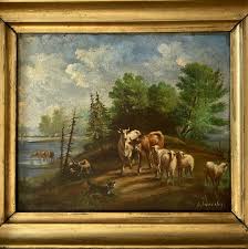 PAINTING ON COPPER - Small 19th Century French Pastoral Scene by Artist O. Ancessy - Etsy Australia