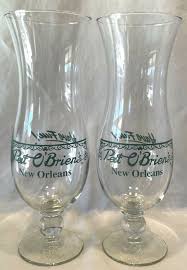 Pat O'Brien's New Orleans Bar 10" Hurricane Cocktail Glass Green Text (SET OF 2) | eBay