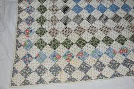 UNIQUE Vintage 72" X 78" Hand Stitched Diamond block pattern ...