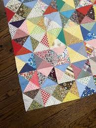 vtg quilt top fabric cotton block Handmade Granny Square Patch Farm Triangle | eBay