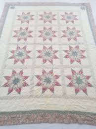Vintage Feed Sack Hand Stitched Block Pattern Eight Point Star Quilt 62x60 inch | eBay
