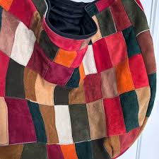 Extra large 90s boho real leather and suede... | Depop