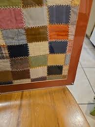 Vtg Framed Patchwork Hand Stitched Quilt Pieces, 17" X 17 ...