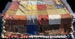 Velvet Tassel Quilt Patchwork Squares Reversible Blanket 4 ...