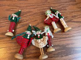 6 Vintage Christmas Clothespin Carolers ~4.5” Ornaments Set ...