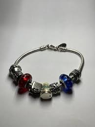 Pandora Charm Bracelet Sterling Silver With rare Unique ...