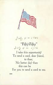 Fifty Fifty Poem United States Flag July 4th Indepence Day pm pm 1916 Postcard | eBay