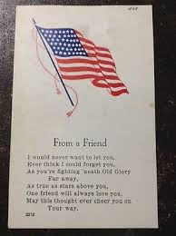 Waving Flag Above A Poem - "From A Friend" - Water Stain (More Visible On Back) | eBay