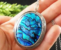 Russia Abalone Paua Heliotis Locket Turquoise Blue Keepsake ...