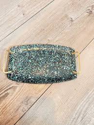 Vintage Paua Shell Tray With Brass Handles Approximately 4.5 x 8 Inches | eBay