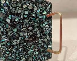 Vintage Paua Shell Tray With Brass Handles/ Vintage New Zealand Paua Shell Tray - Etsy