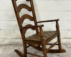 Vintage American Country Shaker Style Ladderback Woven Seat Rocking Chair - Etsy