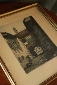 Street Scene Framed Etching | Vintage - David Peck