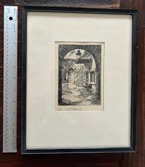 Artist Proof Etching; Courtyard In Cathedral Close Exeter ...