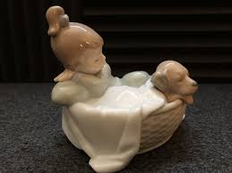 Llardo Nao Porcelain Figuring 1416 A Basket For Two Girl ...