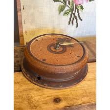 1970s Vintage Stoneware Wall Clock With Floral Detail | Chairish