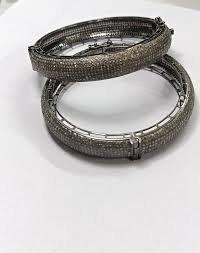 Pave Diamond Bangle Bracelet 925 Sterling Silver Handmade ...
