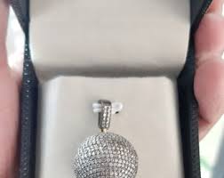 Buy Pave Diamond Ball Pendant 925 Sterling Silver Handmade ...