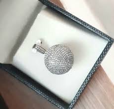 Pave Diamond Ball Pendant 925 Silver Diamond Wedding ...