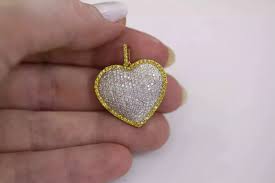 2CT Round Lab Created Citrine Pave Set Heart Shape Pendant ...