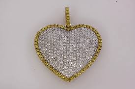 14K White Gold Plated Heart Shape Women Pendant Round Cut ...