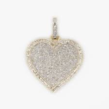 10k Solid Gold Baguette Diamond Heart Pendant - 60387